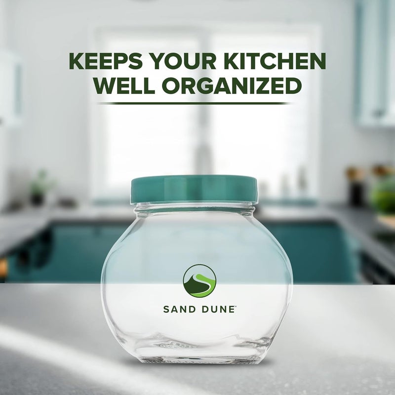 SAND DUNE Set of 12 200 ml Each Storage Glass Jar Assorted Plastic Cap Transparent BPA Free Aachar Pickle Dry Fruits Masala Spices and dals - Image 2
