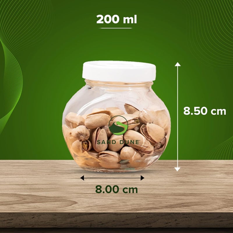 SAND DUNE Set of 12 200 ml Each Storage Glass Jar Assorted Plastic Cap Transparent BPA Free Aachar Pickle Dry Fruits Masala Spices and dals - Image 5