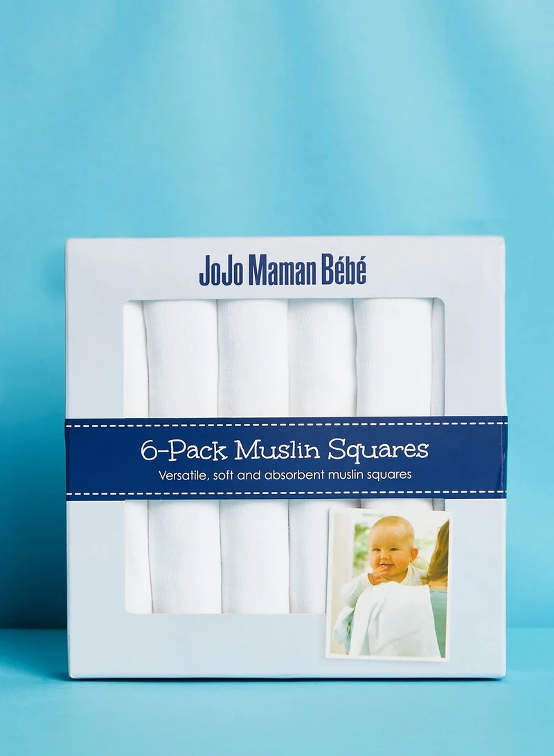 JoJo Maman Bebe 6-Pack White Muslin Squares