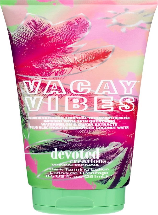 Devoted Creations Vacay Vibes Tanning Lotion - Indoor/Outdoor Tropical Bronzing Cocktail Infused with Skin Quenching Watermelon and Guava Extracts, plus Electrolyte Enhanced Coconut Water - 8.5 oz. - Image 4