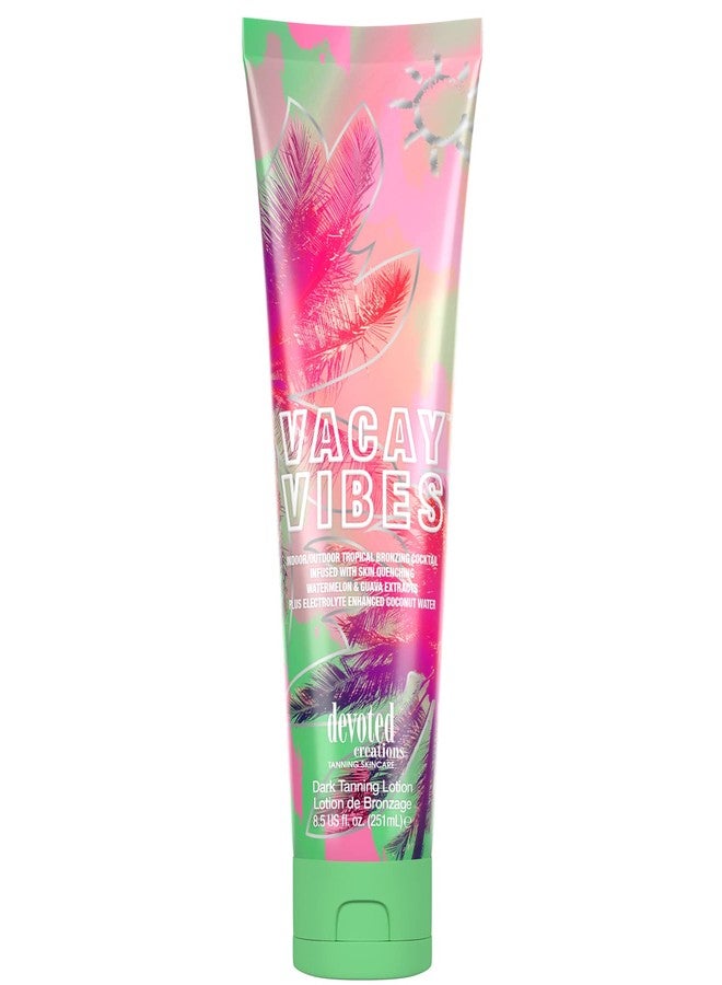 Devoted Creations Vacay Vibes Tanning Lotion - Indoor/Outdoor Tropical Bronzing Cocktail Infused with Skin Quenching Watermelon and Guava Extracts, plus Electrolyte Enhanced Coconut Water - 8.5 oz. - Image 1