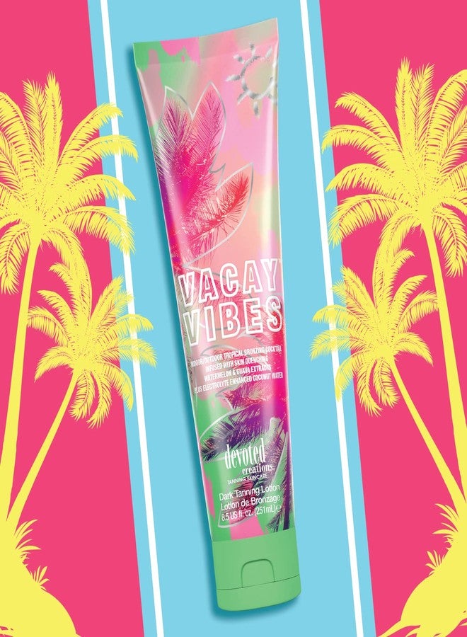 Devoted Creations Vacay Vibes Tanning Lotion - Indoor/Outdoor Tropical Bronzing Cocktail Infused with Skin Quenching Watermelon and Guava Extracts, plus Electrolyte Enhanced Coconut Water - 8.5 oz. - Image 3