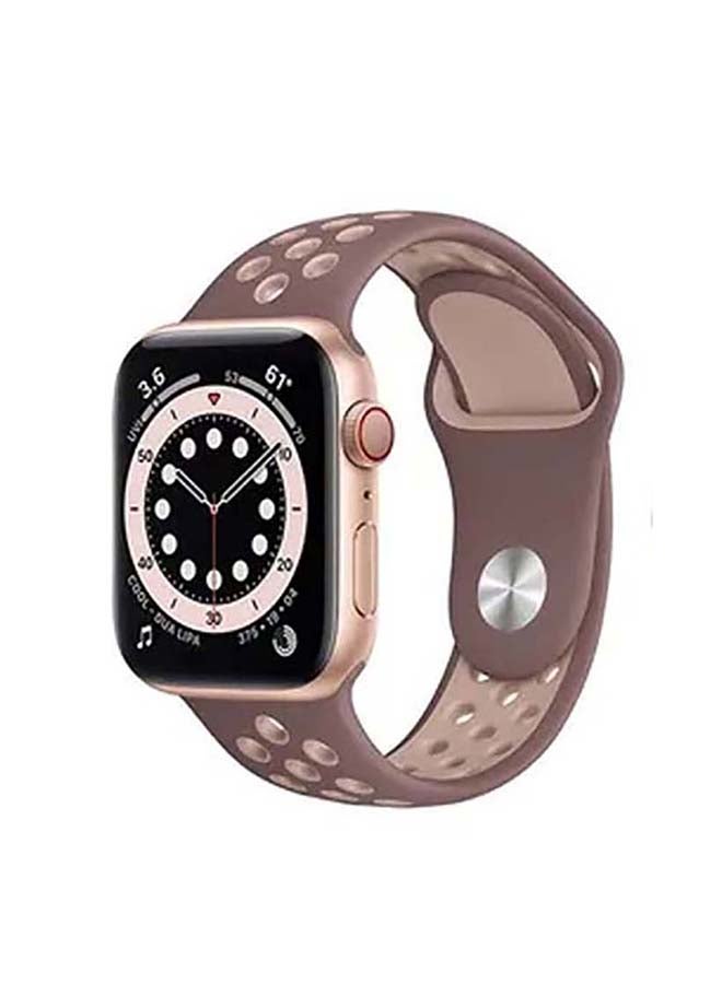 MOCOM Breathable Silicone Sports Replacement Band For Apple Watch Series 7/6/SE/5/4 41/40/38mm y Mauve / Particle Beige - Image 2