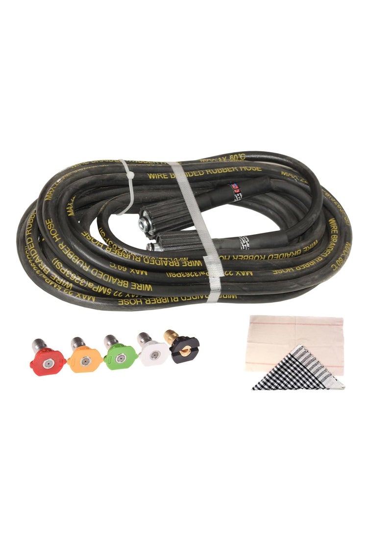 Digital Craft Digital Craft Hydraulic Pressure Washer Hose Pipe 3263PSI M2215 14mm High Pressure Washer Hose Spray Water Hydraulic Pressure Washer Pipe 10MTR5Pc Nozzel SetDusting Cloth Floor Mop 