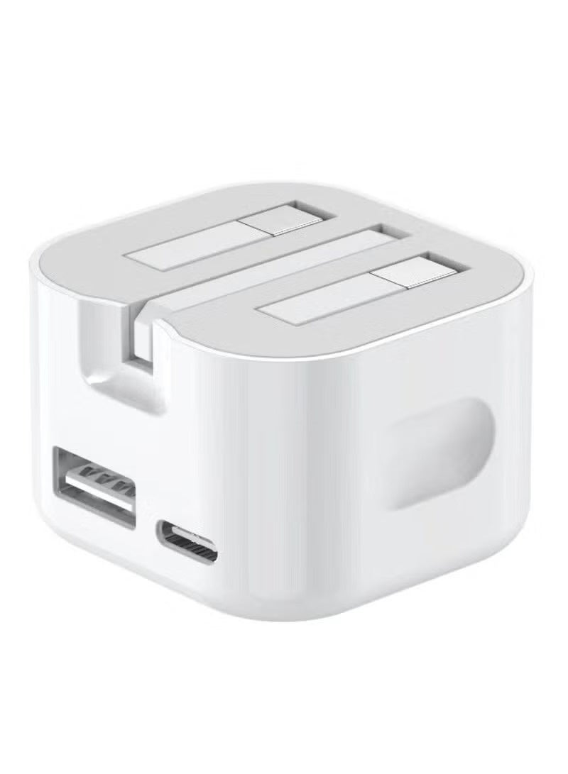 شاحن حائط سريع واط USB-AAC PD بمنفذ تايب سي متوافق مع آيفون 17/16/15 وأجهزة آيباد وأجهزة USB-C لون أبيض - Image 1
