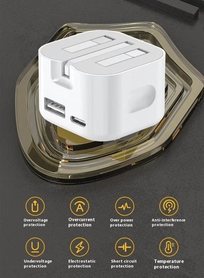 شاحن حائط سريع واط USB-AAC PD بمنفذ تايب سي متوافق مع آيفون 17/16/15 وأجهزة آيباد وأجهزة USB-C لون أبيض - Image 4