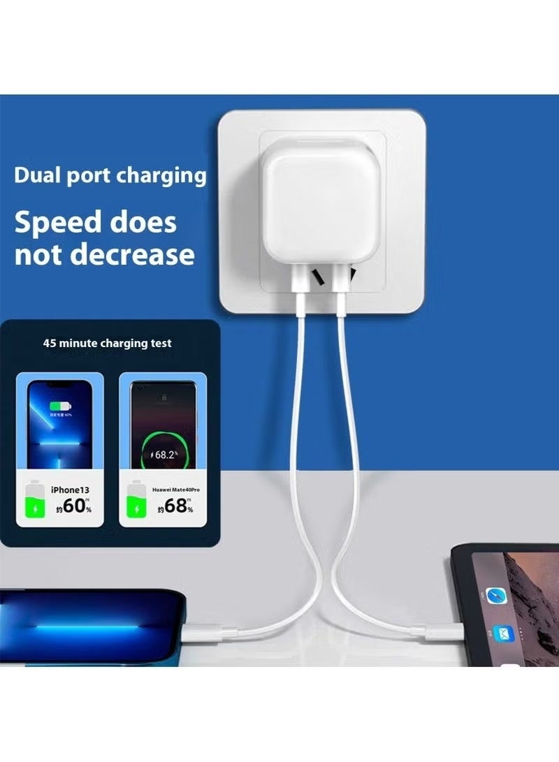 شاحن حائط سريع واط USB-AAC PD بمنفذ تايب سي متوافق مع آيفون 17/16/15 وأجهزة آيباد وأجهزة USB-C لون أبيض - Image 2