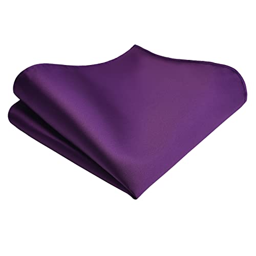 Branduce Mens Purple Bow Tie and Pocket Square Set for Wedding Silk Pre-tied Adjustable Bow tie Handkerchief (BB01-02) - Image 4