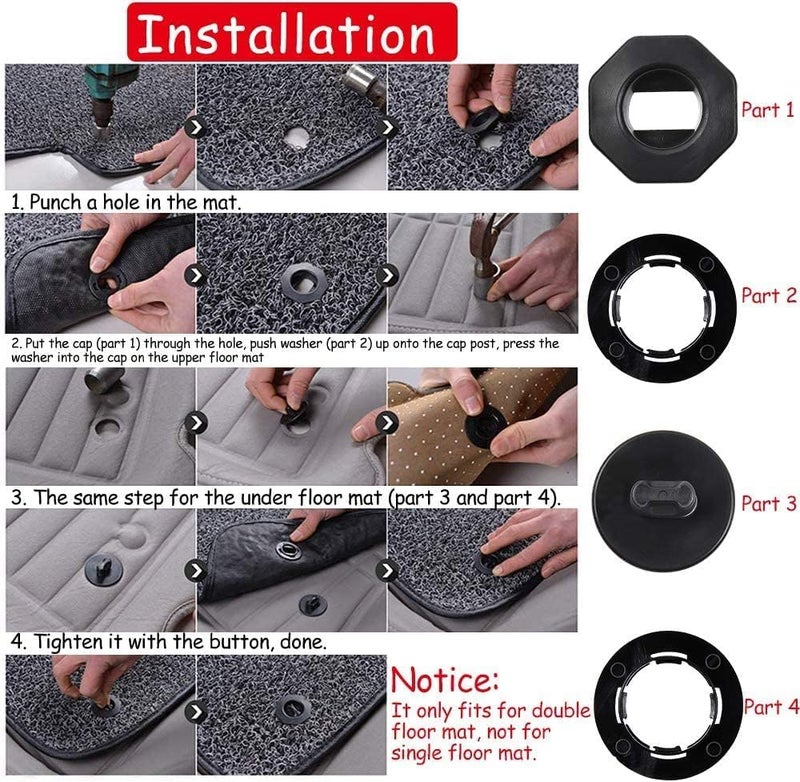 أوتويوتو 8 قطع مشابك حصيرة أرضية السيارة - للحصيرة ذات الطبقة المزدوجة - مشابك تثبيت عالمية لسجاد السيارات - Image 2