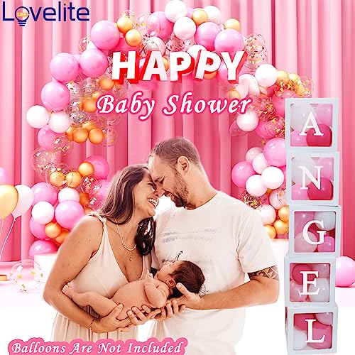 Lovelite Baby Boxes with Letters, 5 Transparent Baby Shower Balloon Boxes with 78 Letters & Numbers for Gender Reveal Decorations Birthday Wedding Party Grad Backdrop Bridal Shower, White - Image 2