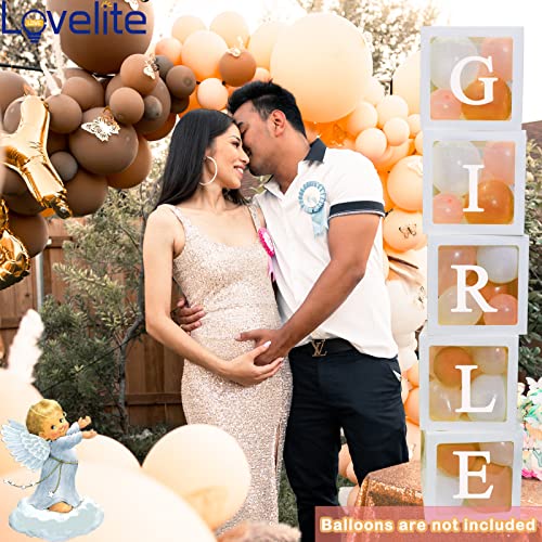 Lovelite Baby Boxes with Letters, 5 Transparent Baby Shower Balloon Boxes with 78 Letters & Numbers for Gender Reveal Decorations Birthday Wedding Party Grad Backdrop Bridal Shower, White - Image 3