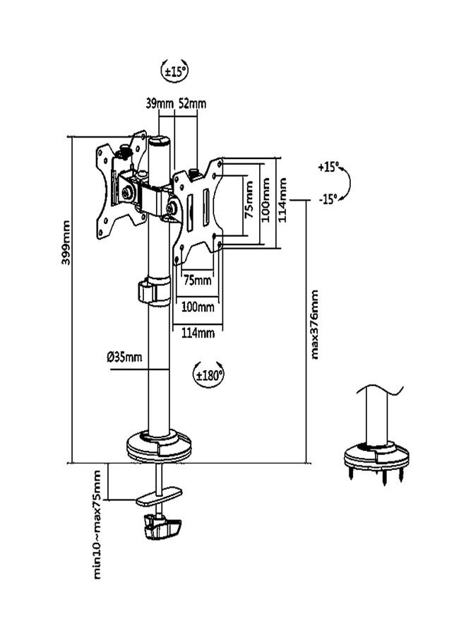 Skill Tech SH DP02 Articulating Pole Mount Back-to-Back Dual Monitors Mount, Suitable For Most 17"-32" Screens, VESA 100x100mm, Max Load Capacity 8 Kg - Image 3