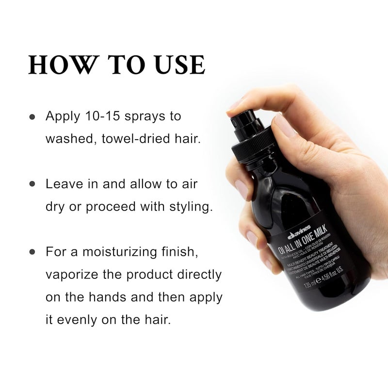 Davines OI All in One Milk | Leave-in Conditioner Spray | Powerful Hair Detangler + Heat Protection | Smoothes Frizzy Hair | 4.56 Fl Oz - Image 4
