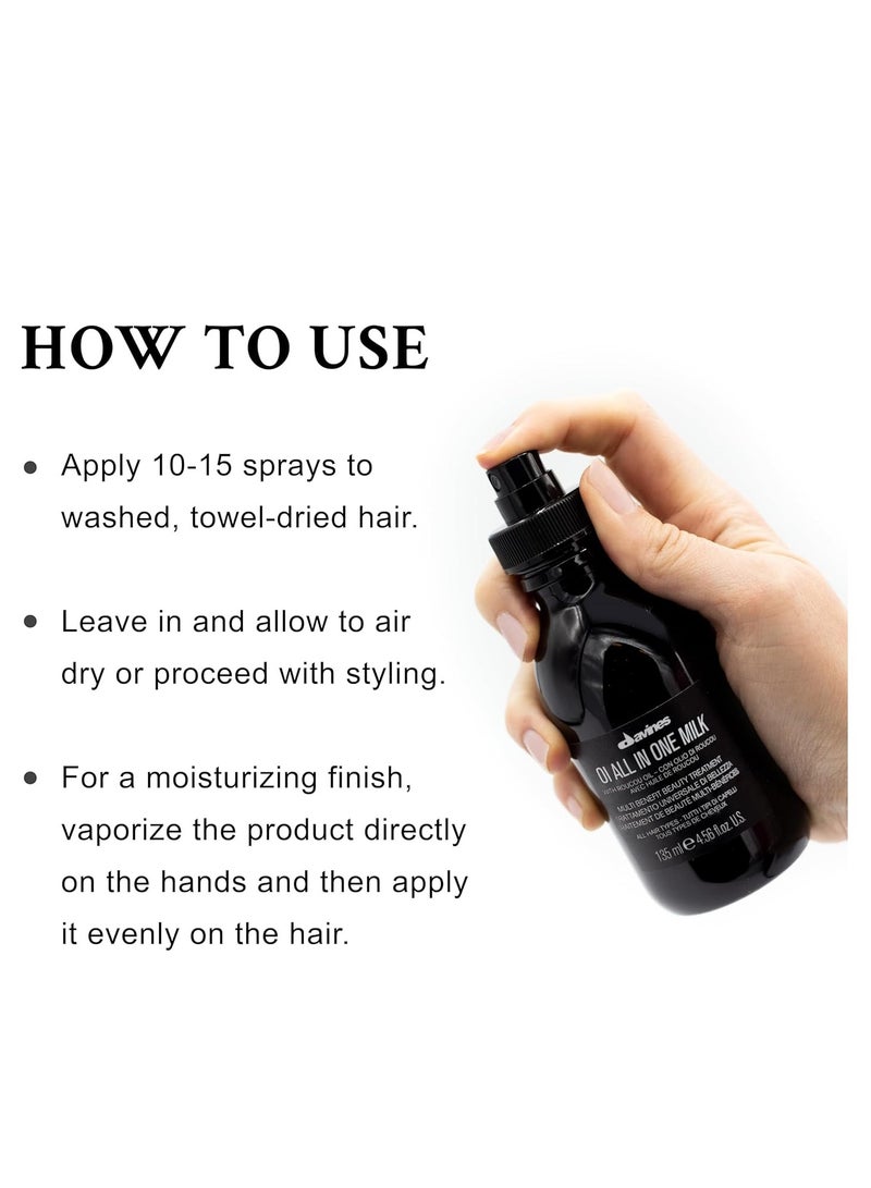 Davines OI All in One Milk | Hair Milk Spray | Powerful Hair Detangler + Hydrating Leave-In Treatment | Smoothes Frizzy Hair