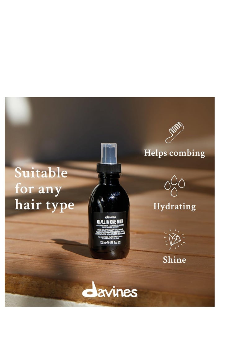 Davines OI All in One Milk | Hair Milk Spray | Powerful Hair Detangler + Hydrating Leave-In Treatment | Smoothes Frizzy Hair