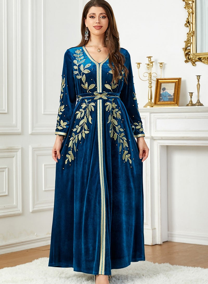 KUYING New Fashion Embroidered Beaded Velvet Dress  - Image 1