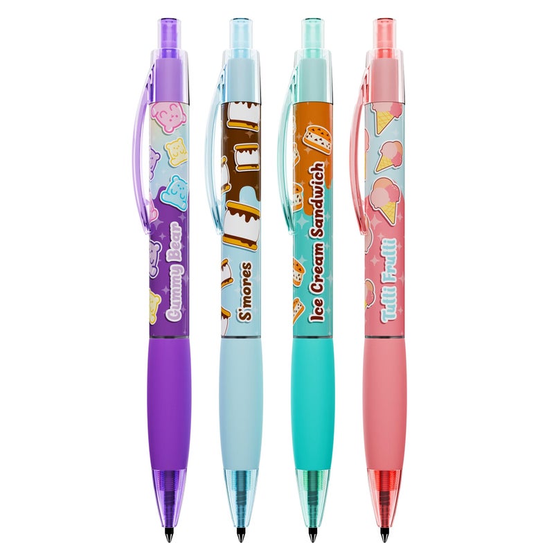 Scentco Dessert Smens â€“ 4 Pack Colored Glitter Gel Ink Pens with Gourmet Scented Grips (Tutti Frutti, Ice Cream Sandwich, Sâ€™mores, Gummy Bear) â€“ Fun Smelly Pens for Kids, Students & Adults - Image 3