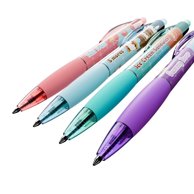 Scentco Dessert Smens â€“ 4 Pack Colored Glitter Gel Ink Pens with Gourmet Scented Grips (Tutti Frutti, Ice Cream Sandwich, Sâ€™mores, Gummy Bear) â€“ Fun Smelly Pens for Kids, Students & Adults - Image 4