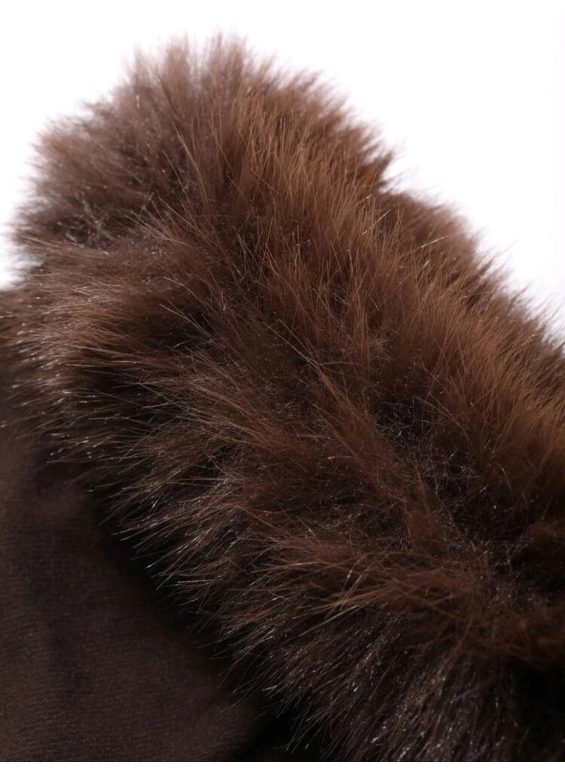 DAZY Women's Fleece Patchwork Oblique Shoulder Basic Long Sleeve BLOUSE - Image 4