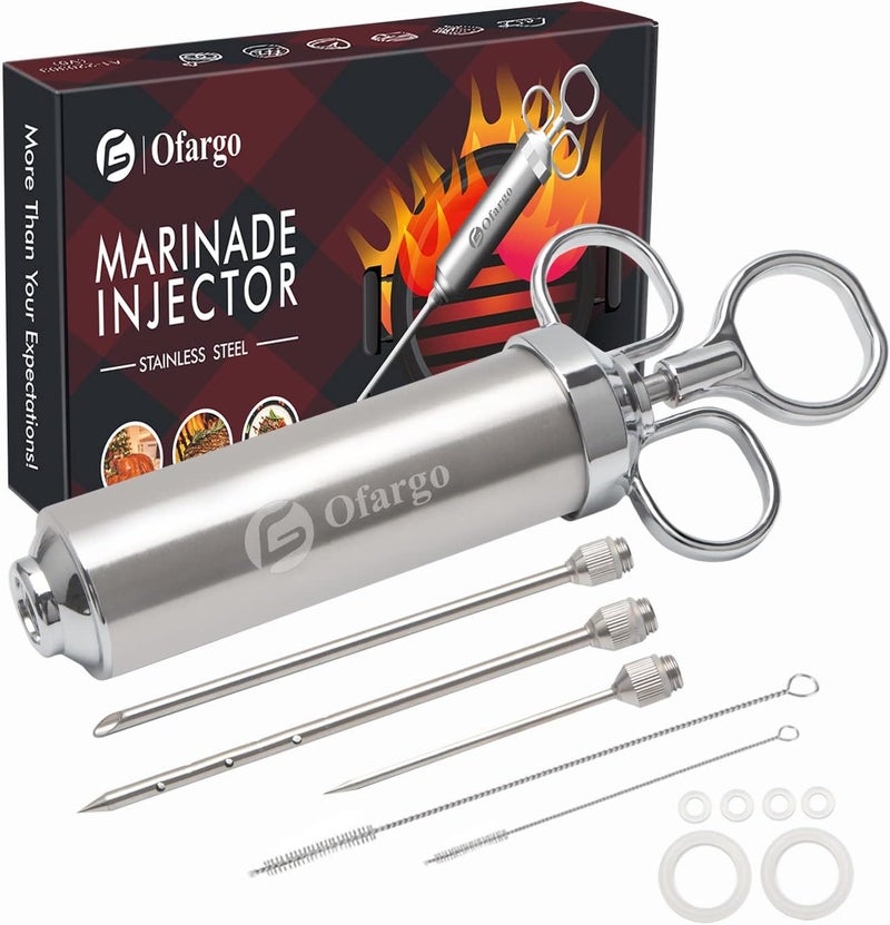 Ofargo Meat Injector - 3 Needles for Smoking Meats, Beef, Turkey; 2-Oz Marinade Injector Syringe; User Manual Included - Image 1