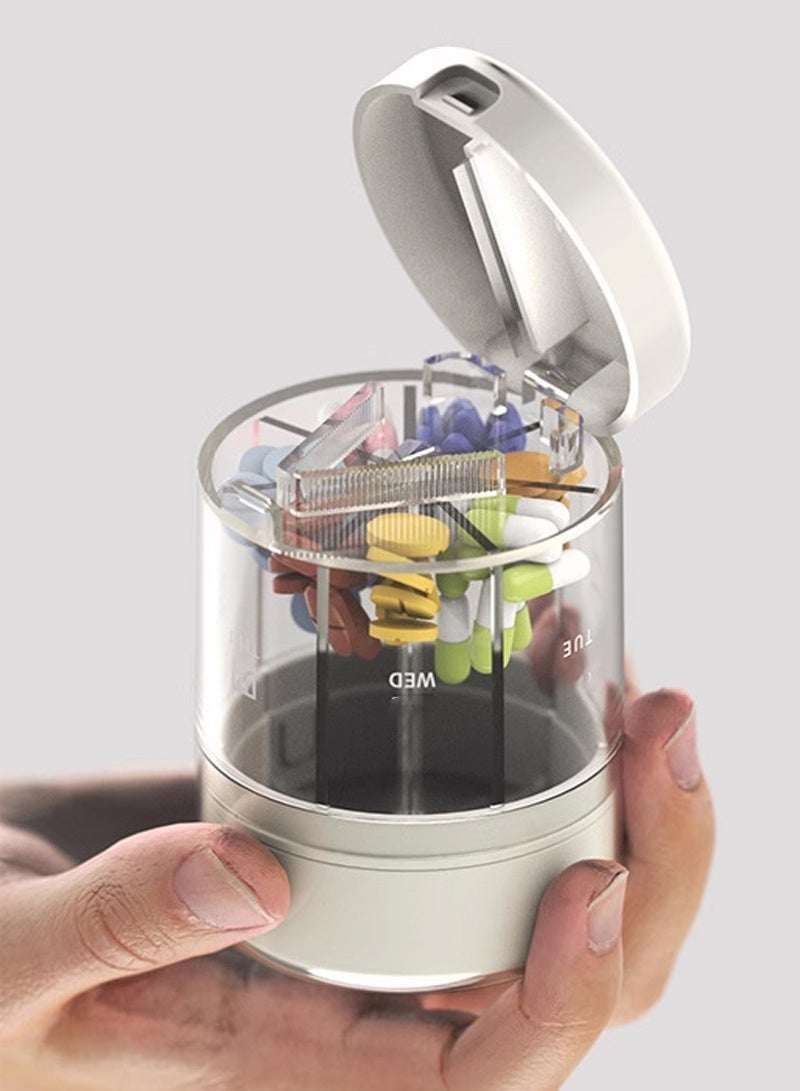 lebonaer Large Weekly Supplement Organizer Bottle, Holds Plenty of Vitamins in 1 Week Pill Dispenser with Anti-Mixing & Wide Openings Design, Easy to Retrieve Meds, With Medicine cutter, White - Image 3