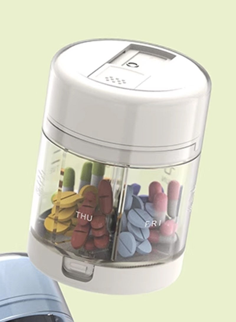 lebonaer Large Weekly Supplement Organizer Bottle, Holds Plenty of Vitamins in 1 Week Pill Dispenser with Anti-Mixing & Wide Openings Design, Easy to Retrieve Meds, With Medicine cutter, White - Image 2