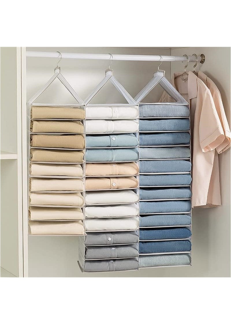 SYOSI Hanging Closet Organizer, 12 Shelves Closet Hanging Shelf, Closet Organizer, Space Saver, Hanging Wardrobe Storage with Sturdy Hooks for Storage, Foldable for Organizing Bedroom - Image 5