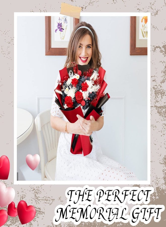 CCINEE 20 Sheets Double Sided Flower Wrapping Paper Waterproof Fresh Flower Packing Material Florist Bouquet Supplies DIY Craft Gift Packing, Red+Black - Image 5