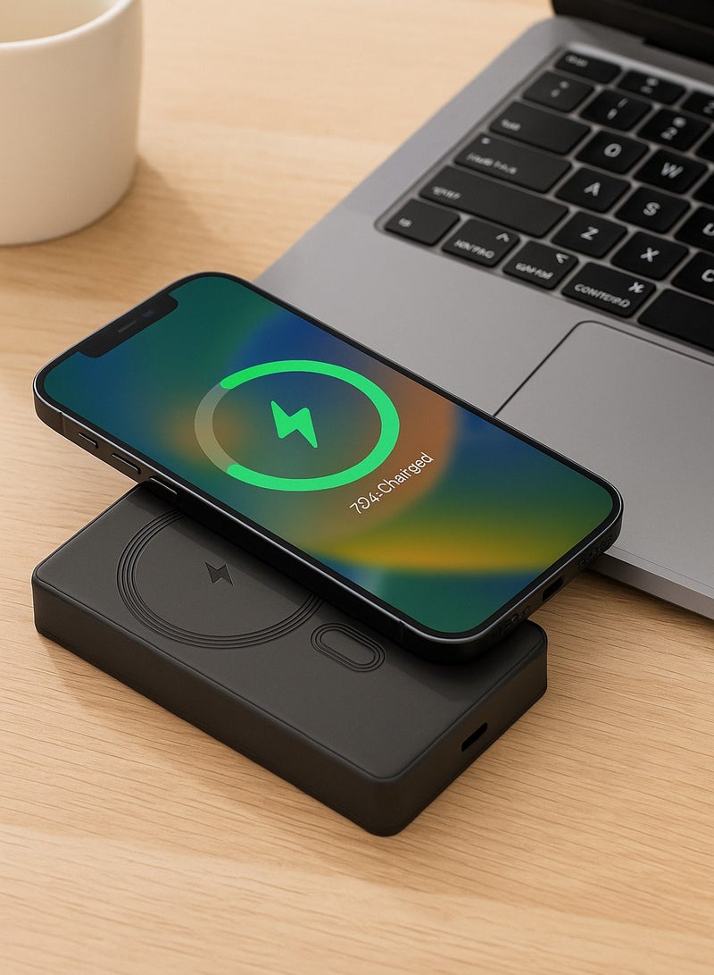 SMARTX MagSafe Power Bank 10000mAh – Fast Wireless Charger & 20W PD Wired Charging, Magnetic Battery Pack for iPhone 12-16 Series, Compatible with MagSafe & Samsung Devices – Space Gray  - Image 2