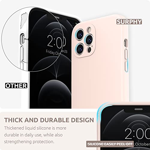SURPHY Designed for iPhone 12 Pro Max Case with Camera Protection, Liquid Silicone Phone Case with Microfiber Lining, Light Pink - Image 3