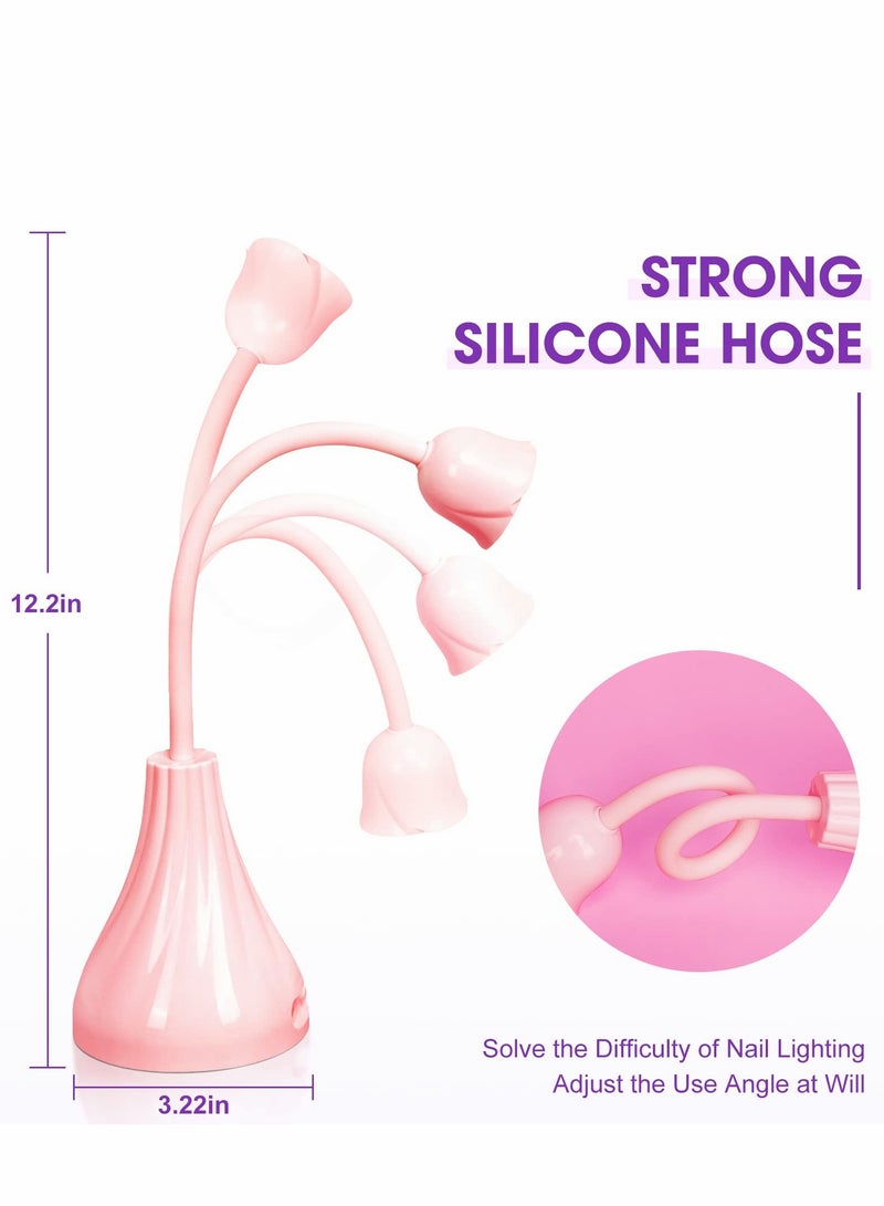 Mini Pink LED Nail Lamp with Rotatable Gooseneck - Fast Drying Gel Curing Light for DIY Nail Art - Image 3