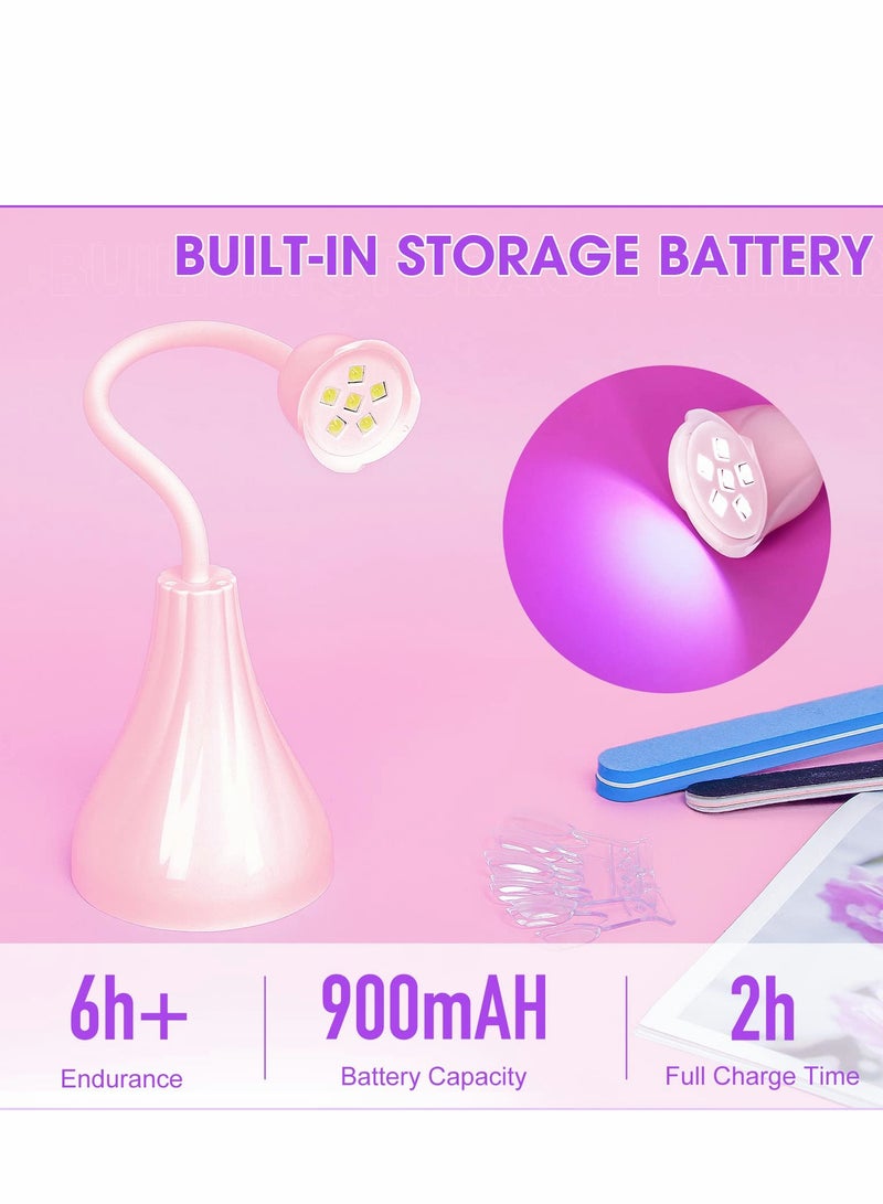 Mini Pink LED Nail Lamp with Rotatable Gooseneck - Fast Drying Gel Curing Light for DIY Nail Art - Image 5