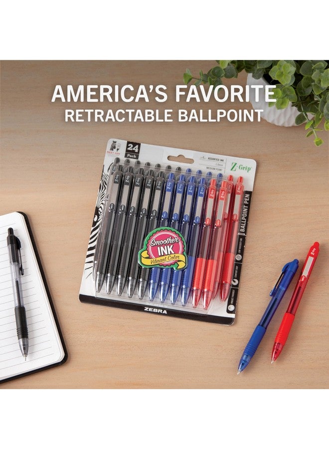 Zebra Pen Z-Grip Retractable Ballpoint Pen, Medium Point, 1.0mm, Assorted Business Colors, 24 Pack (Packaging may vary) - Image 2