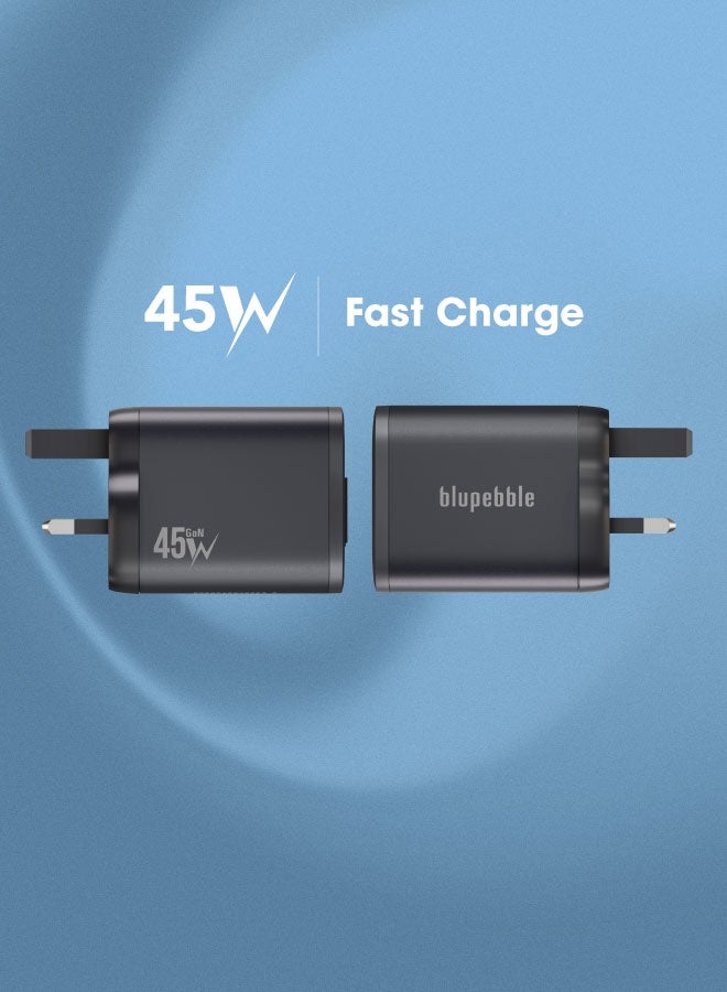 blupebble PowerCore 45W GaN Dual-Port USB-C PD Fast Charger – Compact Travel Adapter for iPhone 16, MacBook, Samsung & More - Image 4