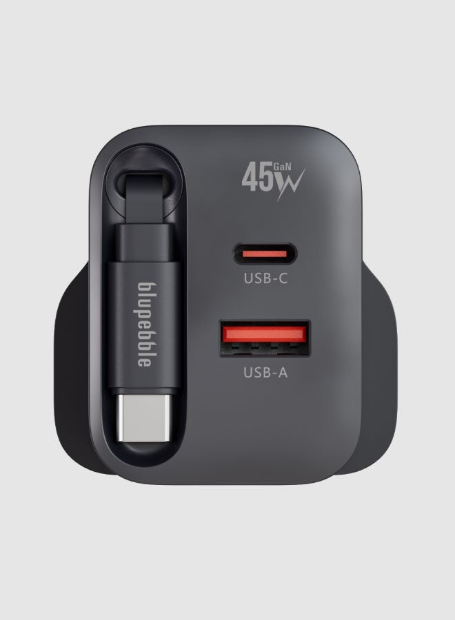 blupebble PowerCore 45W GaN Dual-Port USB-C PD Fast Charger – Compact Travel Adapter for iPhone 16, MacBook, Samsung & More - Image 2