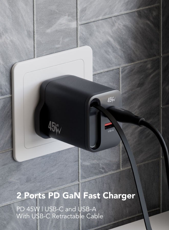 blupebble PowerCore 45W GaN Dual-Port USB-C PD Fast Charger – Compact Travel Adapter for iPhone 16, MacBook, Samsung & More - Image 5