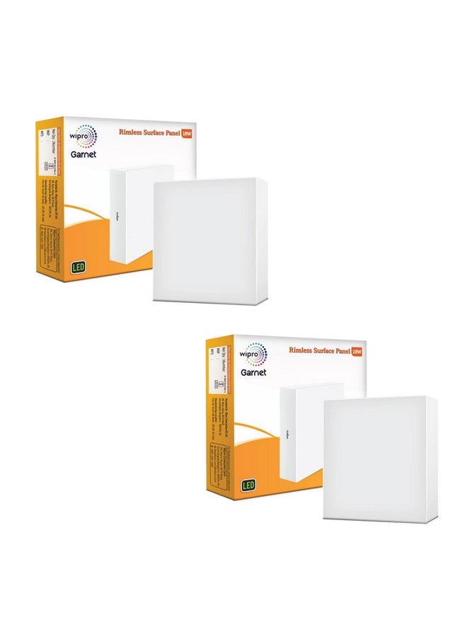 Wipro Polycarbonate Garnet 18W Rimless Square Led Surface Panel|Neutral White Light (4000K)|Elegant Rimless Design for Wider Spread of Light|Surface Mounted Led Down Light for Ceiling|Pack of 2 - Image 1
