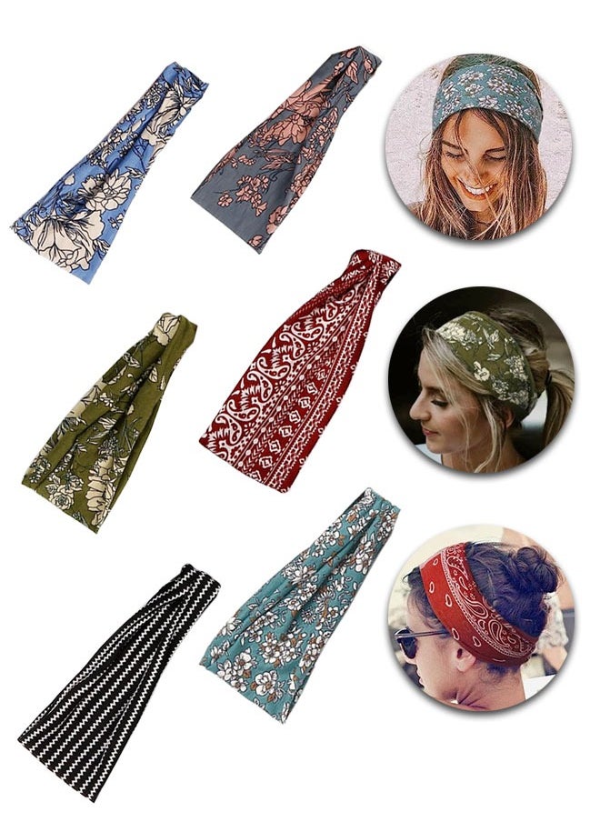 وهاواي 6pcs Boho Headband Wide Yoga Stretchy Bandeau Sport Athletic Beach Hair Accessories for Women and Girls Hair Accessories Band  - Image 5