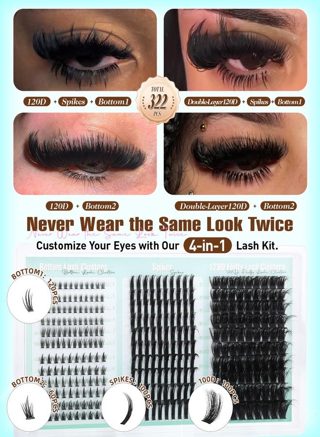 Boahankuke Lash Clusters with Spikes Wispy Eyelash Clusters with 2 Styles Bottom Lashes 120D Fluffy Clusters Lashes 322PCS Fairy Cluster Eyelash Extensions DIY Manga Individual Lashes by Boahankuke - Image 2