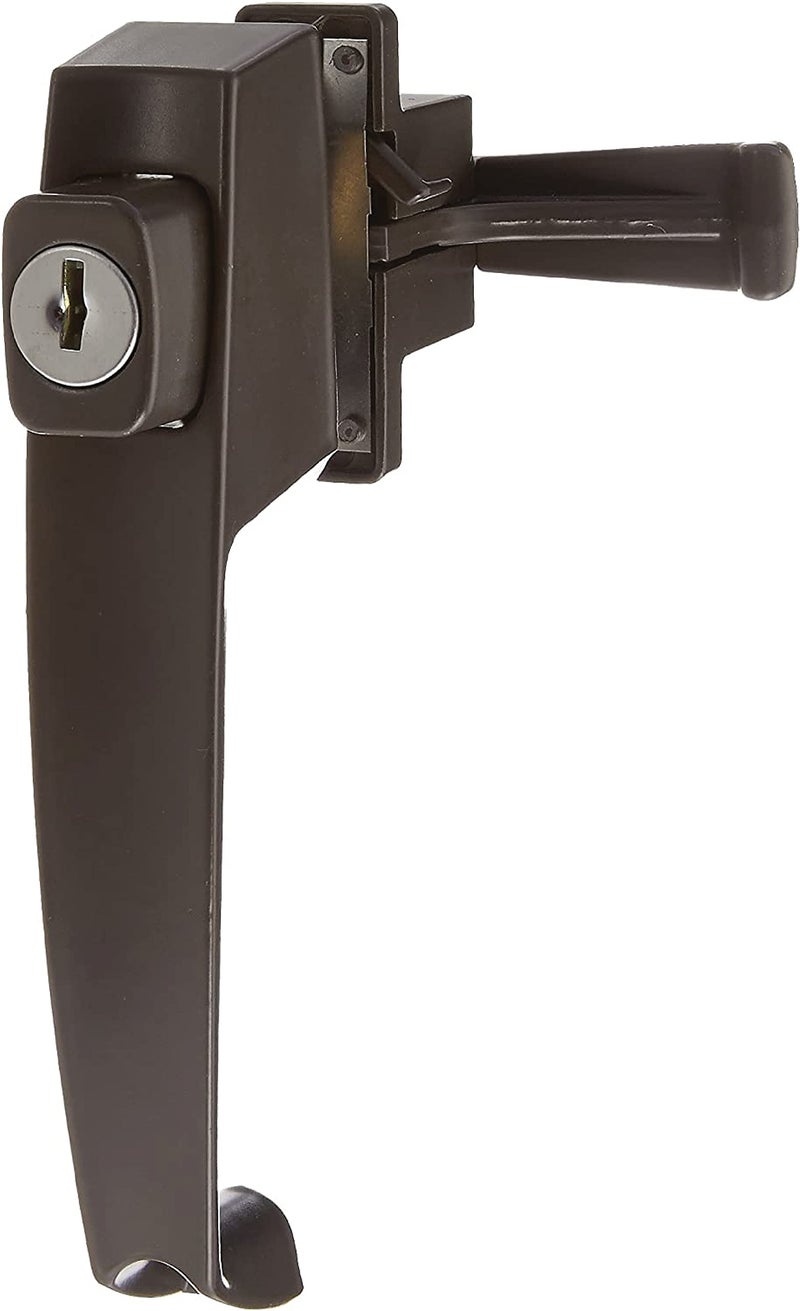 Wright Products - Tie Down Keyed Push Button Door Latch for Screen and Storm Doors, Florida Bronze - Image 1