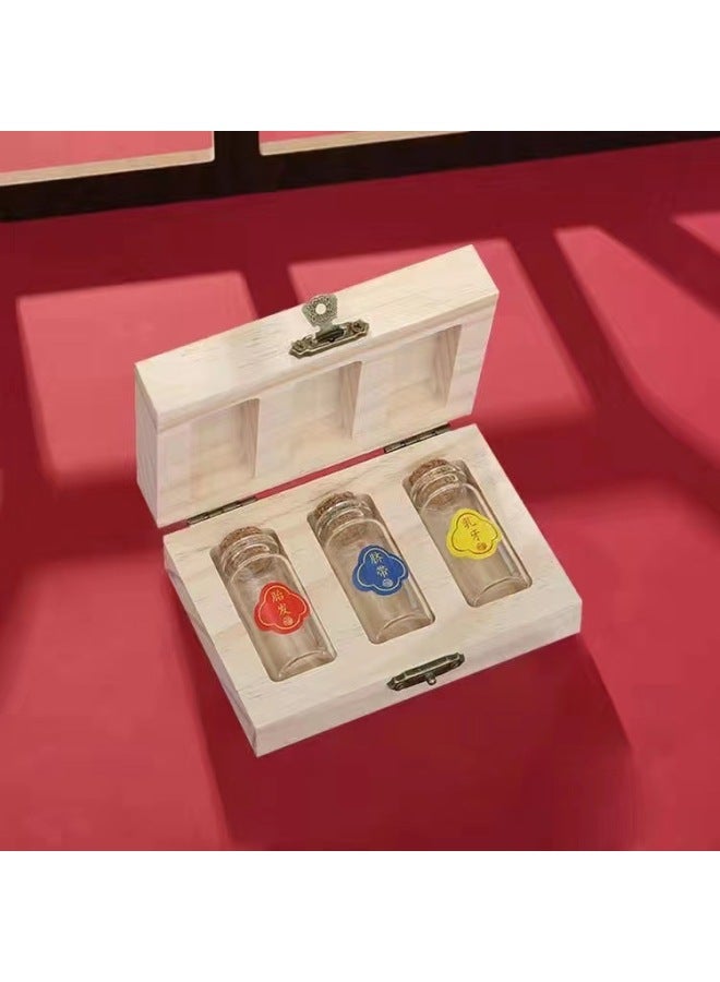 Baby's Hair Memorial Diy Solid Wood Hair Preservation Bottle Baby Teeth Cord Storage Box Infant Commemorative Collection Box-Specifications:3 Bottles Of Card Slot  - Image 1