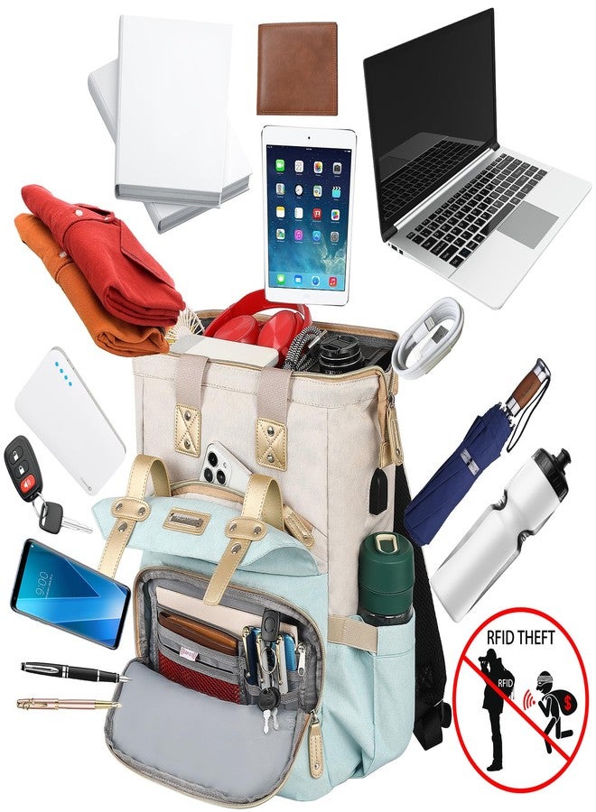 FALANKO Laptop Backpack for Women,15.6 inch Computer Backpack for Work School Nurse Teacher,with Laptop Compartment,USB Charging Port,Large Wide Open,Travel BackpackTravel School Outdoor Activities - Image 2