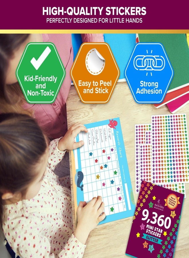 Decorably Mini Star Rewards Stickers for Kids - 9,360 Small Star Stickers for Kids Reward, 40 Sticker Sheets of Tiny Star Stickers Small, Mini Star Stickers, Shiny Star Stickers Bulk Star Stickers - Image 5