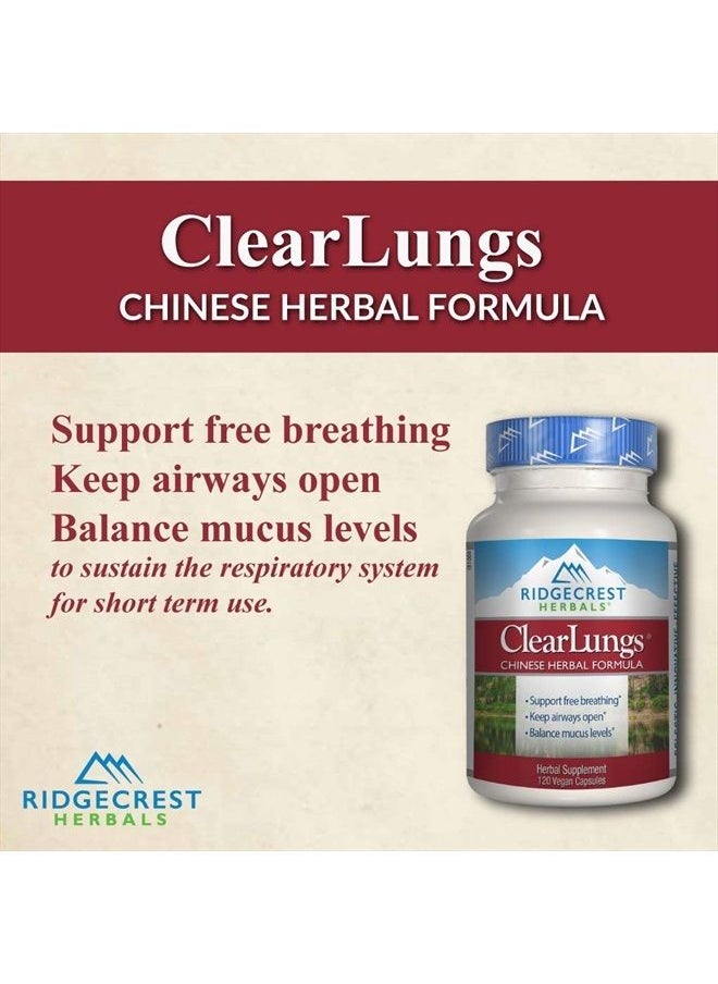 Ridgecrest Herbals - Ridgecrest Herbals ClearLungs, Chinese Herbal Formula, 120 Vegan Capsules - Image 1