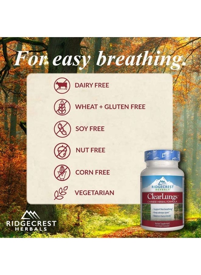 Ridgecrest Herbals - Ridgecrest Herbals ClearLungs, Chinese Herbal Formula, 120 Vegan Capsules - Image 1