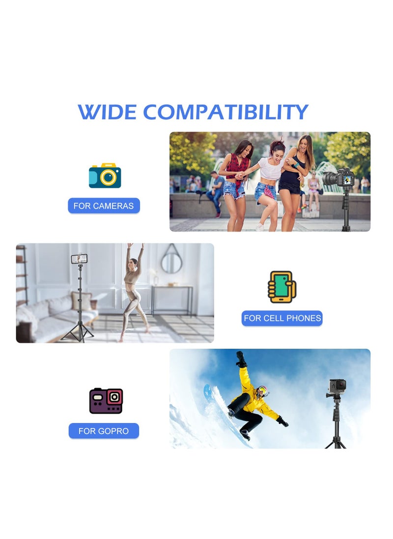Sensyne - 62 Selfie Stick 4 in 1 Professional Selfie Stick Tripod With Wireless Remote and Phone Holder Phone Tripod With 1 and 4 Screw Compatible With Iphone Android Phone Camera Black - Image 1