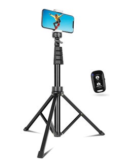 62 Selfie Stick 4 in 1 Professional Selfie Stick Tripod With Wireless Remote and Phone Holder Phone Tripod With 1 and 4 Screw Compatible With Iphone Android Phone Camera Black