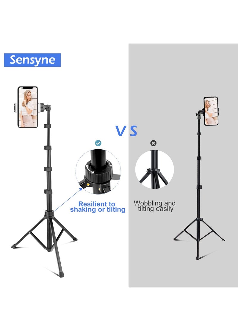 Sensyne - 62 Selfie Stick 4 in 1 Professional Selfie Stick Tripod With Wireless Remote and Phone Holder Phone Tripod With 1 and 4 Screw Compatible With Iphone Android Phone Camera Black - Image 1