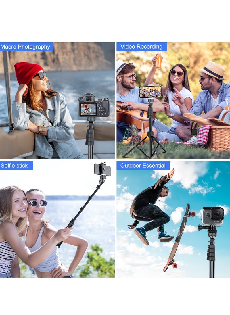 Sensyne - 62 Selfie Stick 4 in 1 Professional Selfie Stick Tripod With Wireless Remote and Phone Holder Phone Tripod With 1 and 4 Screw Compatible With Iphone Android Phone Camera Black - Image 1