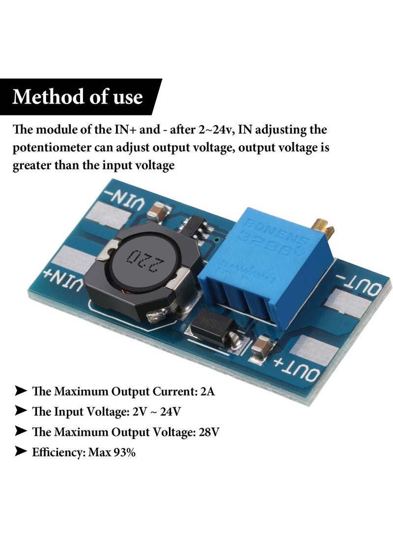 Frienda 10 Pieces DCDC Boost Converter 2A Adjustable Module Voltage Regulator Board Input Voltage 2 Volt24 Volt to 5 Volt28 Volt Output Voltage Without USB Connector  - Image 2